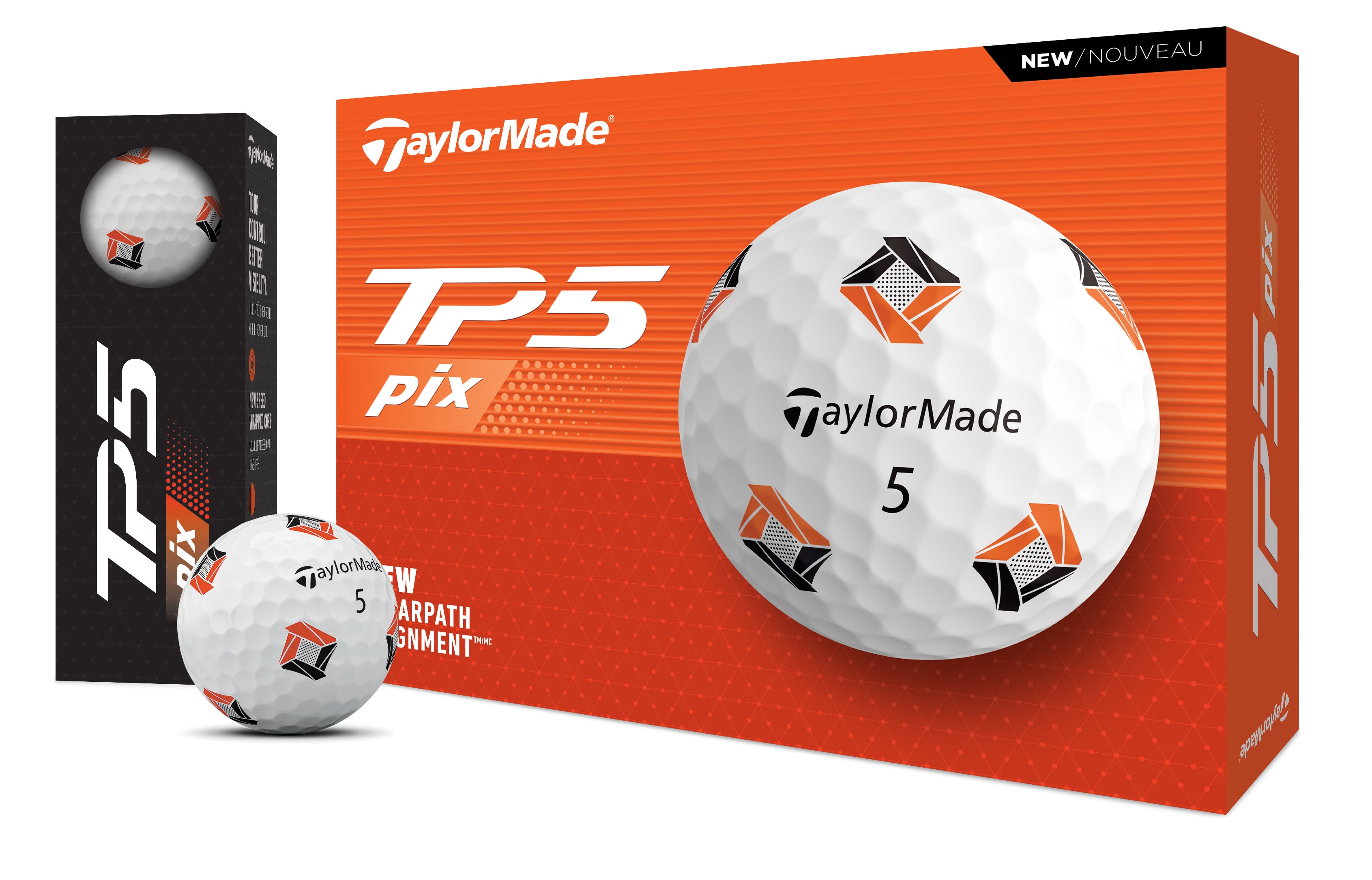 TaylorMade TP5 PIX Golf Balls - White / Dozen